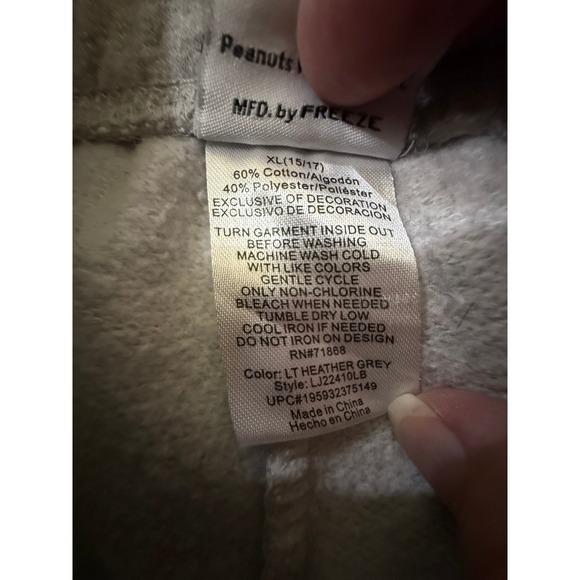 Peanuts Snoopy Woodstock Characters Heather Gray Jogger Sweatpants Women's XL - Picture 3 of 7